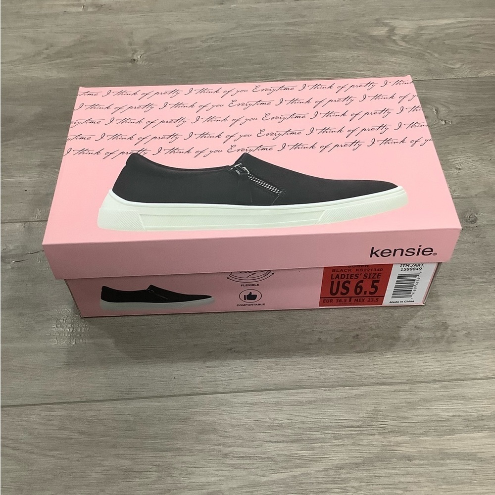 Kensie Soren USA 6.5 Black Loafers Side Zipper Sneakers Shoes Suede Durable NWT - Picture 6 of 7